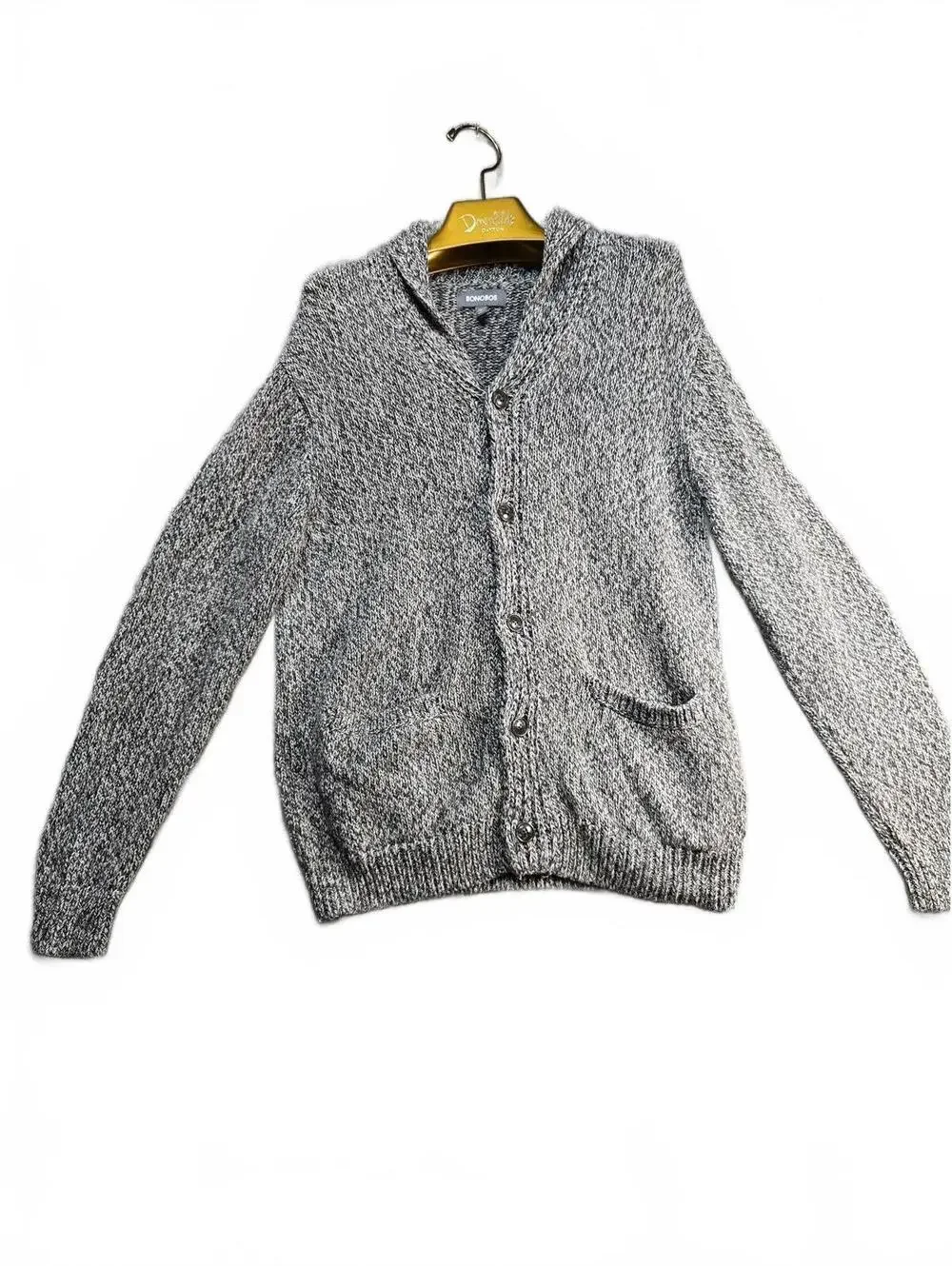 Bonobos Men's Slim Fit Gray Marled Shawl Collar Cardigan Sweater Size Medium